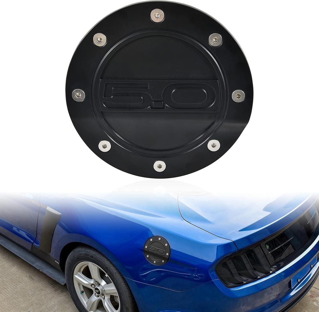 KEWISAUTO Gas Tank Cap Cover for Ford Mustang GT 2015-2020, Fuel Filler Door Cover Fuel Gas Cap for 2015-2020 Ford Mustang GT Exterior Decoration Accessories (Black)