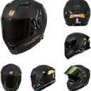 HAX Force Aerodynamic Full Face Helmet for Street & E-Bikes DOT & ECE Certified - Enhanced Dual Visor, Adult Size, Pinlock Ready Matte Black Gold L (Black, Large)