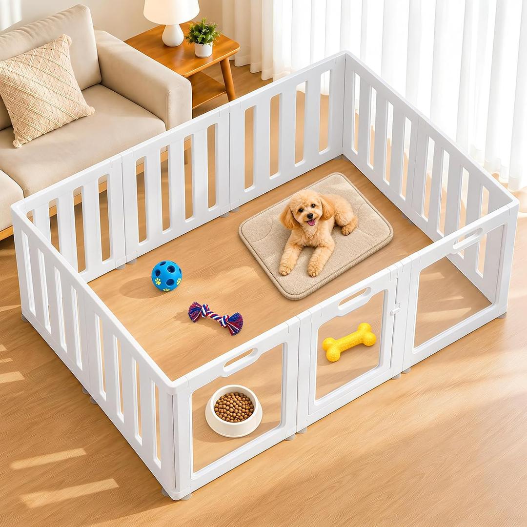 VISCOO Clear Acrylic Indoor Dog Playpen, 10 Panels 24" H, Puppy Playpen