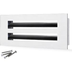 12x4 Modern AC Vent Cover  Decorative Air Vent Register Grille, Linear Slot Diffuser, Adjustable Airflow, Quiet Operation, HVAC Vent Cover for Ceiling, Wall & Floor, White Aluminum Alloy