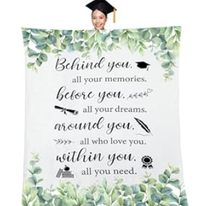 Graduation Gifts for Women Behind You All Your Memories Throw Blankets for College Student Friends 50x60 Inch Graduation Soft Warm Lightweight Party Decorative Blanket for Couch, Bed, Sofa