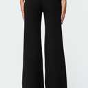 Women Y2K Fold Over Pants Rivet Foldover Wide Leg Yoga Flare Leggings Stretchy Low Waist Roll Over Bell Bottoms (Black, L)