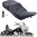 Motorcycle Complete Seat Cushion Pad for Harley Touring Electra Glide 1997-2007 Standard/Classic/Ultra Classic, Leather Two-Up One-Piece Seat for Road Glide 1998-2007 (Diamond)