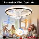 Enclosed Ceiling Fans with Lights,Flush Mount Modern Ceiling Fan and Remote Control,18.89 in Fandelier Ceiling Fan with Light,3000K-6500K Dimmable LED Fan Light-016