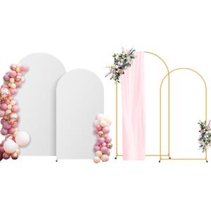 Arch Backdrop Stand and White Cover Set of 2(7.2FT/6FT),Wedding Arch Backdrop Stand,Balloon Arch Stand Metal Frame for Birthday Wedding Baby Shower Garland Party Ceremony Decor