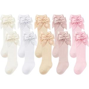 Newborn Knee High Socks Girl, Newborn Socks, 10 Pairs Baby Socks for Newborn Girls, Knee High Socks for Preemie Babies, Ideal for Baby Showers and Special Occasions