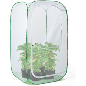 48" Outdoor Mesh Plant Enclosure, Mesh Plant Cover for Pests, Bird and Pest Protection Guard for Fruit, Vegetables, Flowers and Herbs Pop-Up Cage 28 x 28 x 48 Inches