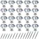 NORTHERN BROTHERS Dresser Knobs Crystal Drawer Knobs 30mm- Diamond Shaped Knobs Pull for Cabinets and Drawers Crystal Knob for Dresser Drawers and Kitchen 20 Pack (Silver)