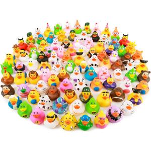 XY-WQ 100 Pack Rubber Duck for Jeeps Ducking - 2.3 Inch Bulk Floater Duck for Kids - Baby Bath Toy Assortment - Party Favors, Birthdays, Bath Time, and More (50 Varieties)