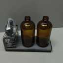 Kitchen Soap Dispenser Set with Drying Tray 16oz Glass Bottles with Stainless Steel Pumps, Black Sink Organizer Caddy with Brush Holder & Non-Slip Feet All-in-One Dish & Hand Soap Station