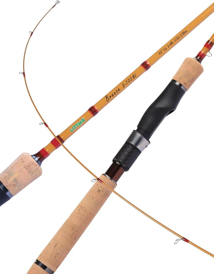 LITTMA Breeze Ultralight Fishing Rod, Fast Action 2Piece Carbon Design, Lightweight Ultra Light Spinning Rod for Trout and Crappie, Freshwater Performance Trout Rod