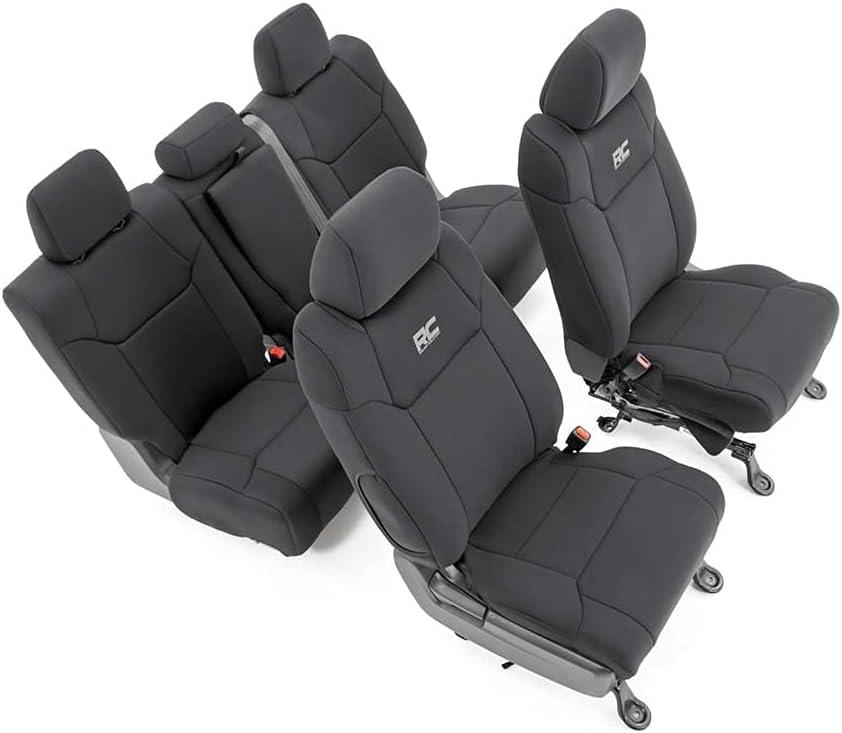 Rough Country Neoprene Seat Covers for Toyota Tundra Crew Cab (2014-2021) - Waterproof & UV Resistant, Foam Padded, Front & Rear Seat Cover Set
