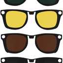 HIBLOKS 4Pcs Polarized Clip for Ray-Ban Meta Wayfarer RW4008 & Gen 2 RW4012 Large (53-22), Discoloration Clip-on for Meta Wayfarer Gen 2 Protect Your Eyes, Cool and Fashion (Black+Green+Brown+Yellow)
