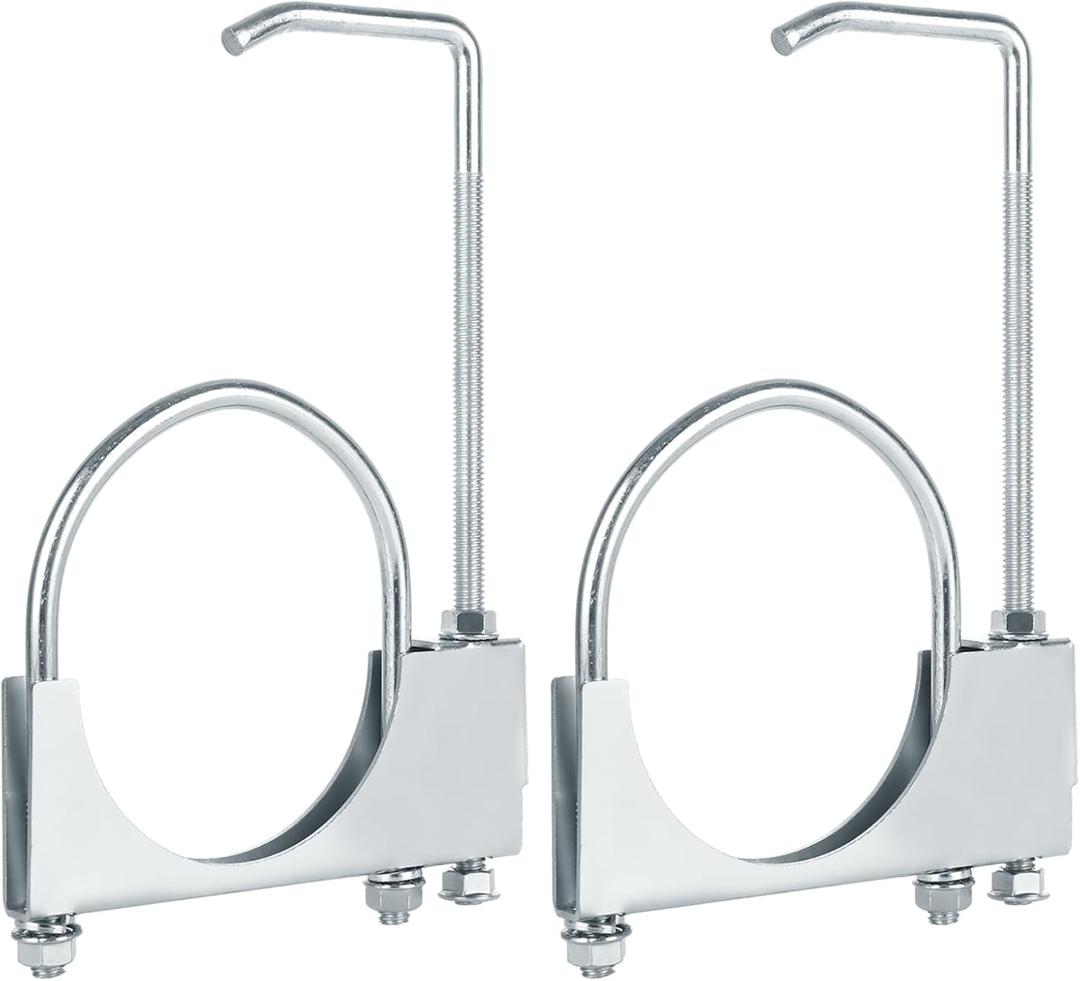 EATHEATY 2 Pcs 4 Inch Universal Exhaust Clamp with Hanger - Heavy Duty Steel Clamp with Muffler Hanger for Automotive, Cars, Trucks Pipes