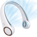 CIVPOWER Neck Fan: Portable Personal Neck Cooling Rechargeable Bladeless Fan - Hands Free 3 Speed 4000 mAh Battery USB Operated Wearable Headphone Design - Gift for Men Women Outdoor (White)