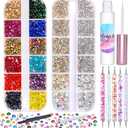 5608Pcs Makeup Rhinestones with Face Glue, Flatback Colorful Face Gems Crystal AB&Clear Eye Jewels with Pickup Dotting Tools for Eye, Body Makeup, Nail Art and DIY Crafts