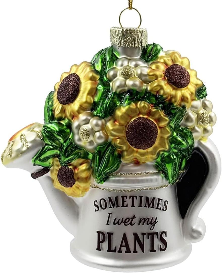 Gardener Gifts for Women, Sometimes I Wet My Plants Glass Blown Watering Can Ornament for Christmas Tree, Gardening Ornaments, Gift for Plant Addict Plant Lady