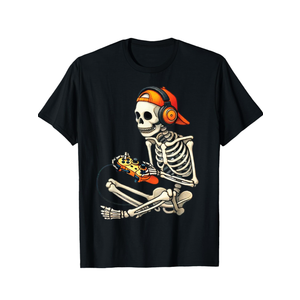 Halloween Skeleton Gamer Video Gaming Boys Men Kids Tees T-Shirt M