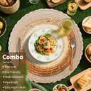 Handmade Round Boho Placemats Set of 4 | Natural Woven & Polyester Braided Combo Table Mats | 8-Piece Versatile Place Mats | Simple Rustic Farmhouse Style Dining Table Decor