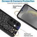 OOK Compatible with Samsung Galaxy S24 Plus Case with Wrist Strap, Cute Black Leopard Cheetah Pattern Soft TPU Bumper Shockproof Protection Slim Cover for Women Girls, for 6.7inch