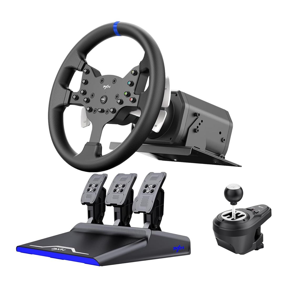 PXN-V99 Racing wheel Steering wheel 3.2nm force feedback gaming racing wheel 270/900 Dismantle with Hall magnetic induction pedal, 6+1 gear shift rod gaming steering wheel for pc/ps4/Xbox one/X-Series X/S