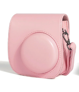 Camera Case for Fujifilm Instax Mini 12 Instant Film Camera, Retro PU Leather Protective Camera Crossbody Bag for Fuji Mini 12 with 64 Photo Album, Adjustable Shoulder Strap, Blossom Pink
