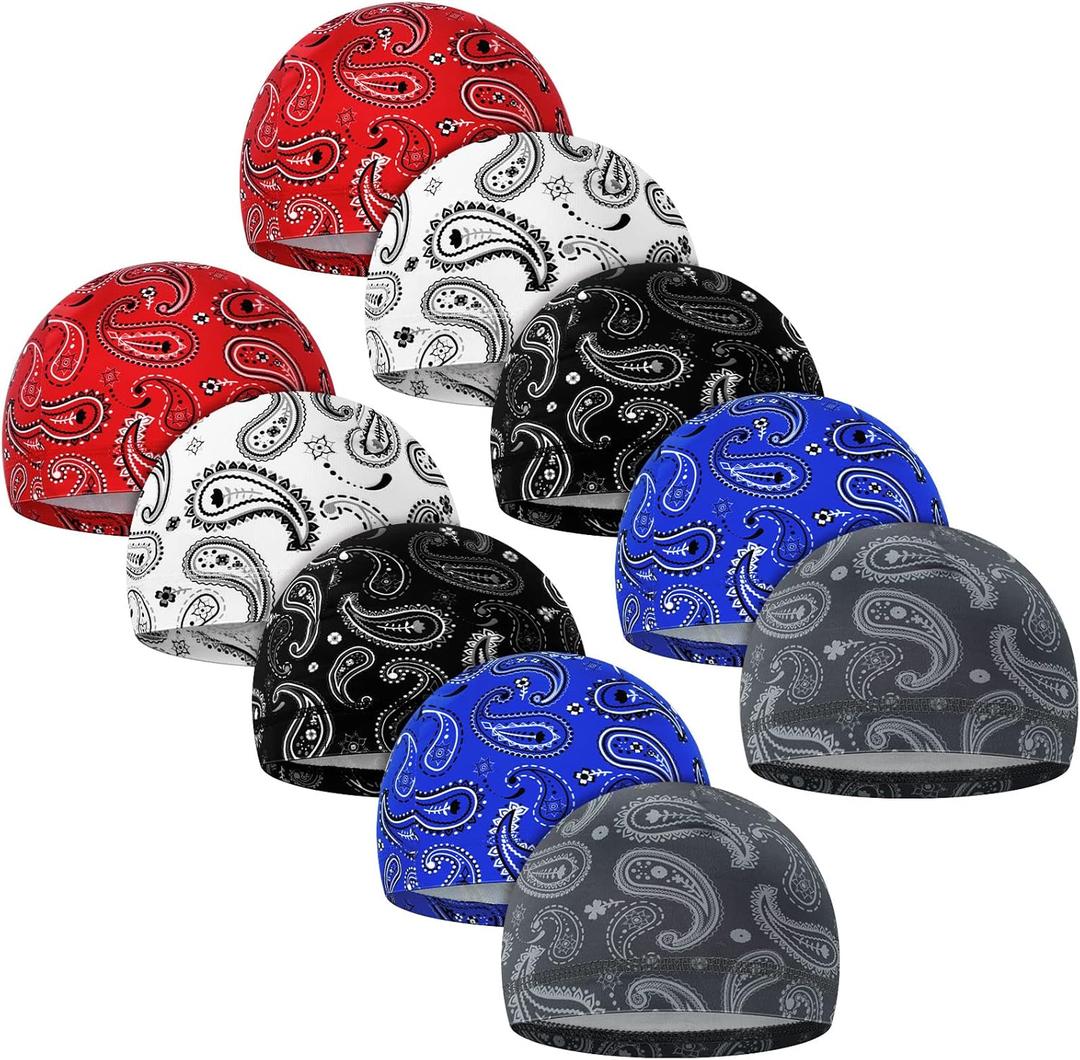 Tarpop 10 Pcs Men Skull Caps Cooling Welding Hard Helmet Liner Cycling Skull Caps Wicking Beanie Do Rag Head Wrap for Men