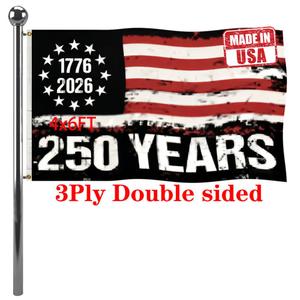 Jayus Double Sided 250th Anniversary American USA Flags 4x6 Outdoor- Vivid Colors 3Ply 1776-2026 250 Years Birthday Patriotic Flags Banners- Heavy Duty 100% Polyester with 2 Brass Grommets