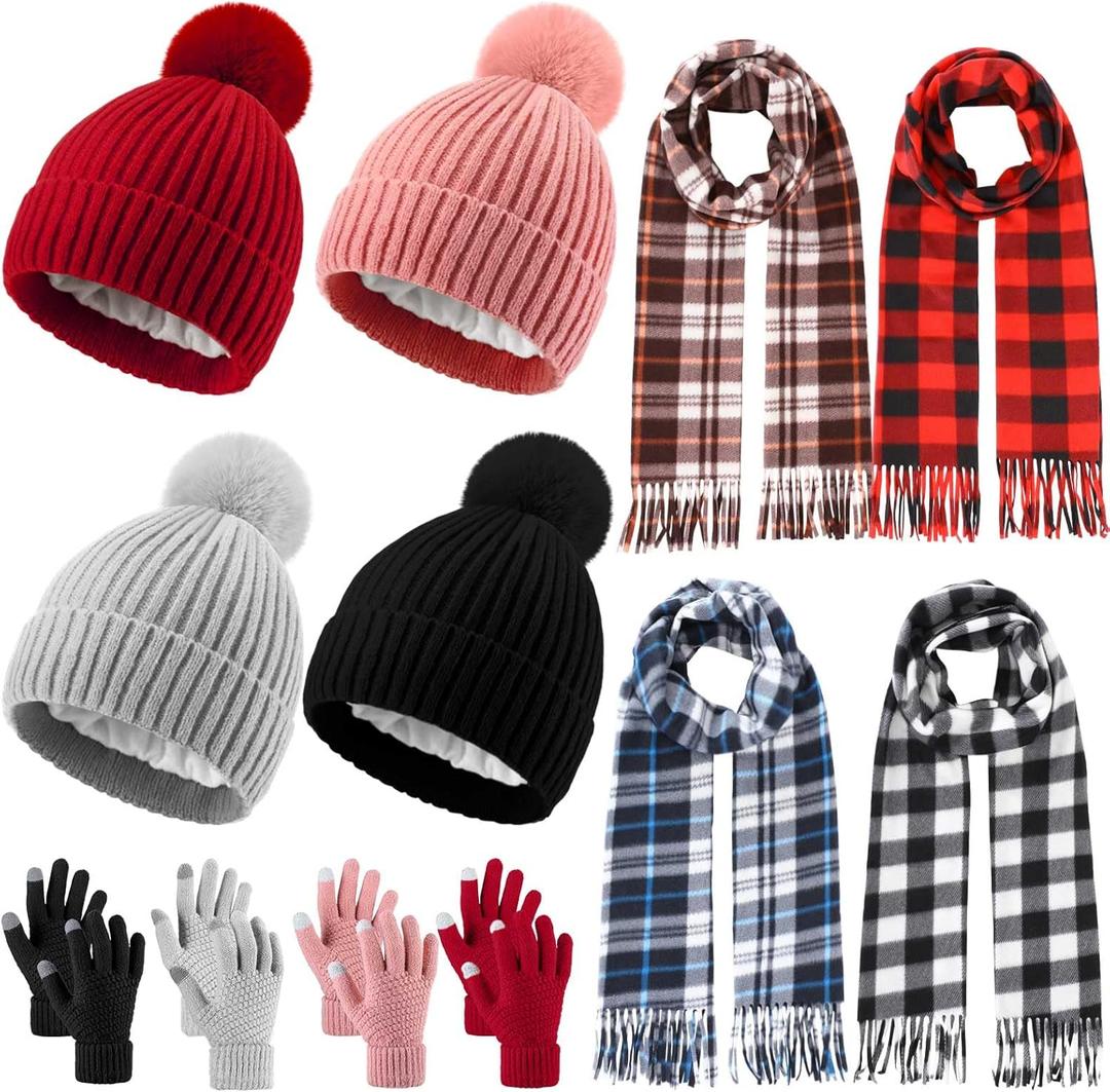 Syhood 16 Pcs Winter Warm Sets for Women Warm Beanies Hat Touchscreen Gloves Long Scarf Ear Muff Winter Gifts for Women Men (Lively)