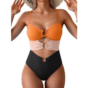 Eomenie Womens Cutout One Piece Swimsuit with Ring Linked Sexy Monokini Bathing Suit for Beach Vacation Medium