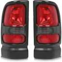 PIT66 Tail Lights Assembly Compatible with Dodge Ram 1500 2500 3500 Truck 1994-2002 Rear Lights Lamps Drive & Passenger Side Red Lens Reverse light Smoke Lens Luz Trasera