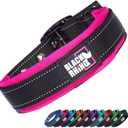 Black Rhino Dog Collars for Medium Dogs - Adjustable Reflective Heavy Duty Dog Collar with Ultra-Soft Neoprene Padding - Weatherproof, Durable, and Comfortable - Ideal for Active Dogs - Pink and Black, Medium
