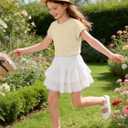 Girls Summer Casual Tee Shirts Tops Short Sleeve Kids Crewneck Cap Sleeve Tank Top Basic Loose Fit Cute T Shirt (Yellow)