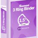 SUNEE 3 Ring Binder 1.5 Inch D Ring, Clear View Binder Three Ring PVC-Free (Fit 8.5x11 Inches) for School or Office Supplies, Light Purple, 1 Pack