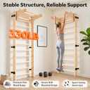 Swedish Ladder Wall Gym, Wooden Stall Bars with Pull-Up Bar-330LB