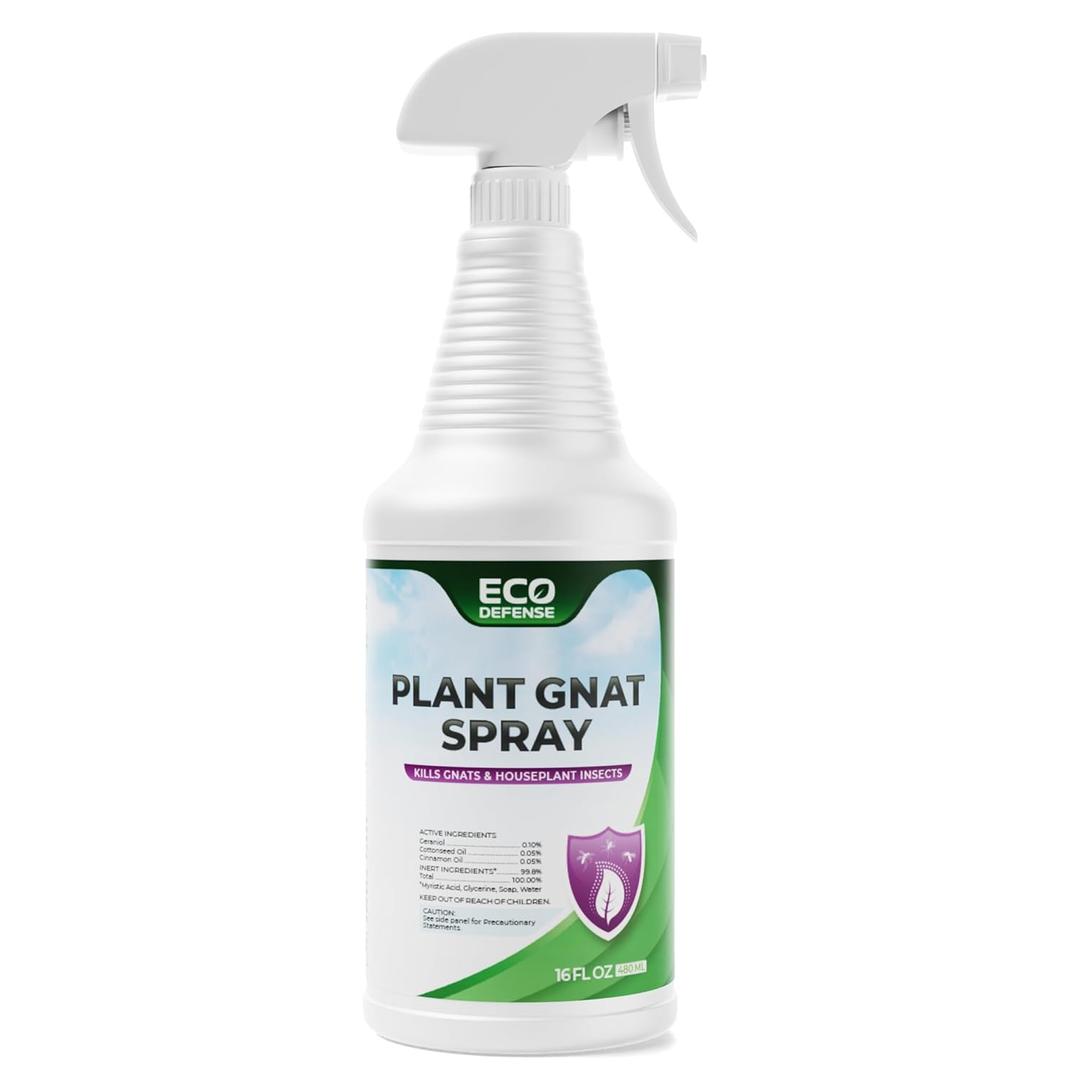 Eco Defense Gnat Spray for Indoor Plants  Fungus Gnat Killer & Houseplant Insect Control  Plant-Based Bug Spray for Houseplants & Indoor Gardening