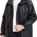 BEST SOUTH Men's Faux Leather Jacket Long Winter Coat Motorcycle Warm Casual Bomber Hood (Black, XXXL)