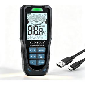 RDINSCOS Rechargeable Pinless Moisture Meter, 19mm Depth