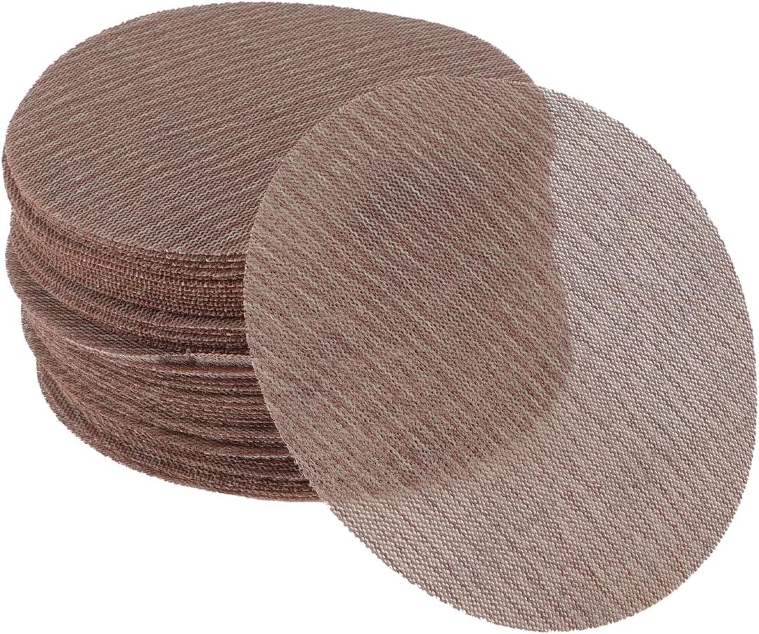 50 Pcs 6 Inch Abranet Sanding Mesh Anti-Clog Hook Loop Dust Free Net Sandpaper 240 Grit Brown Aluminum Oxide