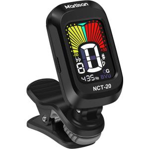 Clip-On Tuner for Guitar, Bass, Ukulele, Violin, Viola, Chromatic Tuning Modes, 360 Degree Rotating, Fast & Accurate, Easy to Use