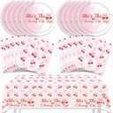 41pcs Cherry Party Supplies,Birthday Party set Include dessert plate,Napkin and Tablecloth,Used for Summer Fruit Cherries Birthday Party Decoration (Multicolor 15)