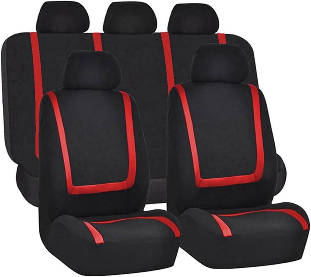 BELOMI Car Seat Covers Full Set, Breathable Premium Cloth Automotive Seat Cover, Universal Front and Rear Seat Covers, Easy to Install Car Accessories for Most Cars Trucks SUV (Red)