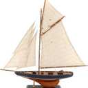 NAUTIMALL 25" Wooden Sailboat Model Columbia America's Cup Ship Nautical Yacht Vintage Rustic Home Decor (Vintage Blue), 25.2 Inches X 3.3 Inches X 25.2 Inches