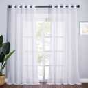 NICETOWN Sheer White Curtains 96 inches Length for Windows, Grommet Top Elegant Voile Textured Window Dressings for French Door/Bedroom/Living Room, W70 x L96, 1 Pair