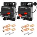 50Amp Circuit Breaker Waterproof Marine Motor Accessory for Boat Trolling ATV Trailer Vehicles Stereo Audio Electronic Battery Solar System Inline Fuse with Manual Reset Switch DC 12V-48V