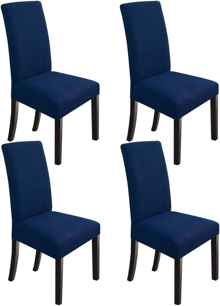 Chair Covers for Dining Room 4 Pack Navy Blue Chair Covers Super Fit Washable Kitchen Chair Protector Cover for Dining Room, Hotel, Ceremony