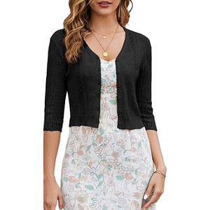 Women's Cotton Cropped Cardigan, Soft Short Sleeve V-Neck Casual Lightweight Cover Up Knit Sweater for Dresses S