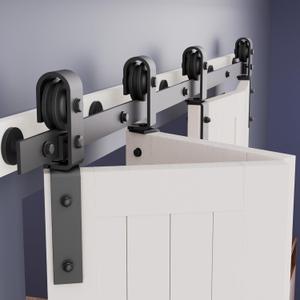 ZEKOO Bifold Barn Door Hardware: 60 inch Bi Folding Door Hardware Kits for 56" Closet Doors - Easy Assembly Smoothly Quietly Bifold Doors Track Kit - J Shape Top/Side Mount Roller - Hardware Only