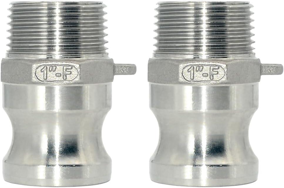 2PCS Stainless Steel 1" Type F Cam and Groove Hose Fitting, Type F cam groove hose fitting,Male Camlock Adapter x Male NPT 316 stainless steel(1")
