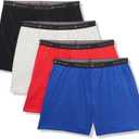 Beverly Hills Polo Club Men's 4 Pack Comfort Knit Boxer Vibrant (New Red/Black/Blue/Grey Heather)